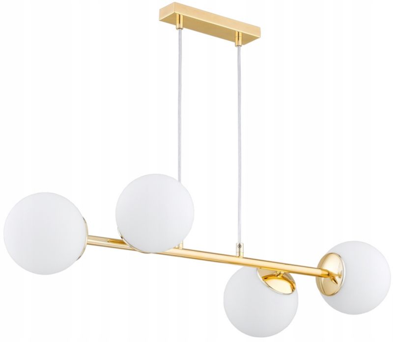 Lampa Wisząca Sufitowa Elko-Lighting Złota 4-punktowa Zwis Białe Szklane Kule MIlo E27 1 szt