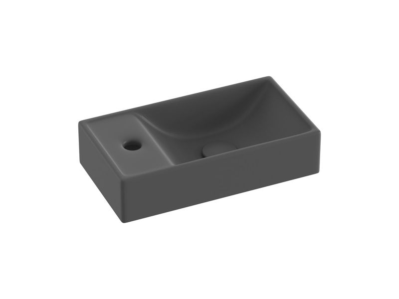 Prostokątna umywalka ceramiczna Ravak Veda 400 Slim Wall L antracyt 1szt