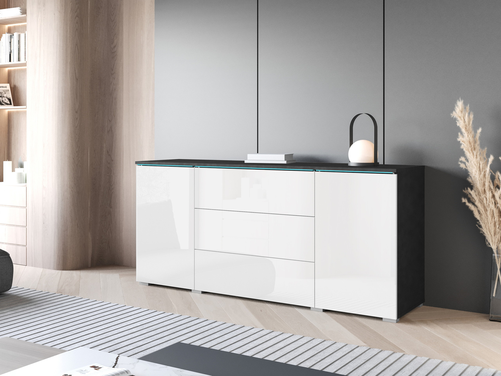 Komoda z szufladami 150 cm VELLORE biały połysk