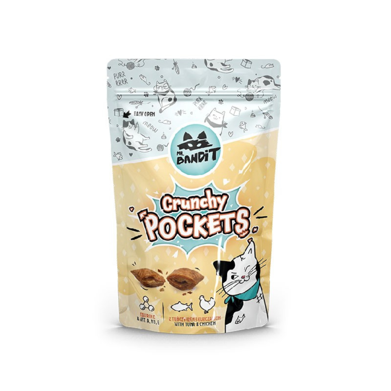 MR. BANDIT CRUNCHY POCKETS - chrupiąca przekąska dla kota z tuńczykiem i kurczakiem