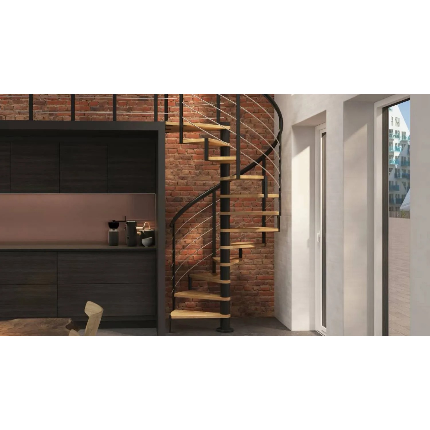Dolle Schody spiralne Montreal 120 dąb olejowany antracyt max.H329