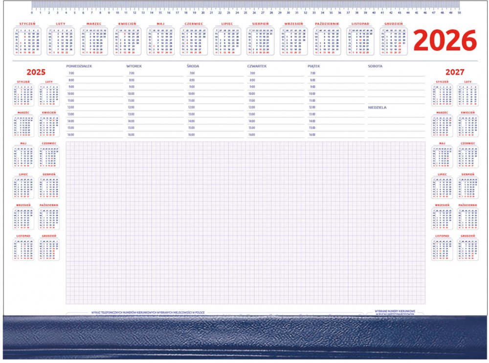 Podkład na biurko Udziałowiec, z kalendarzem 2027 i notatnikiem, A2, z listwą