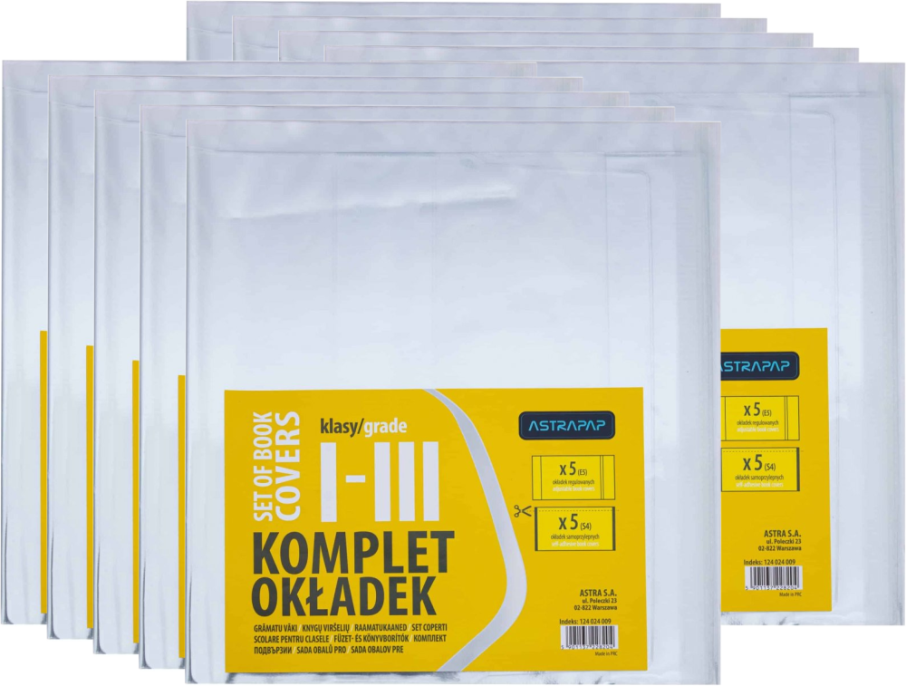 10x Okładki na zeszyt/książkę Astra Astrapap, do klas I-III, 10 sztuk, transparentny