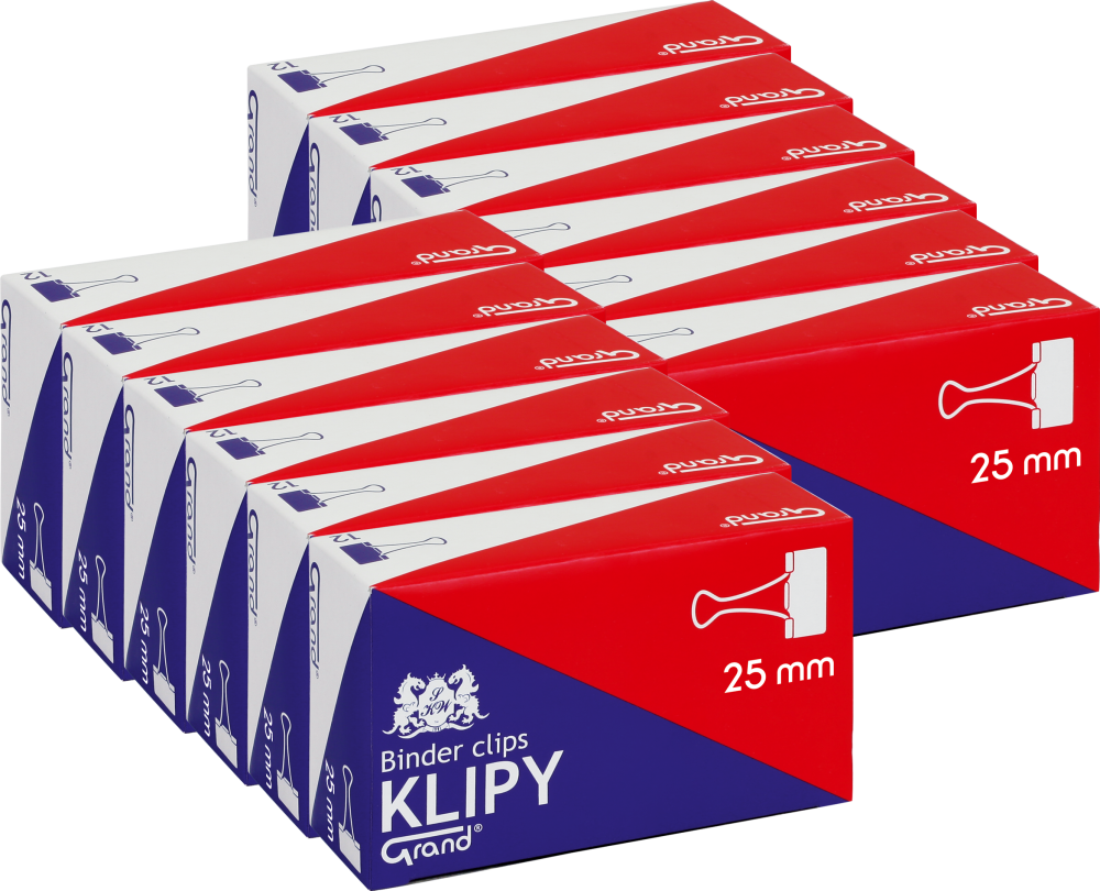 12x Klip biurowy Grand, 25 mm, 12 sztuk, czarny