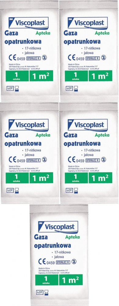 5x Gaza opatrunkowa Viscoplast, jałowa, 1m2, biały