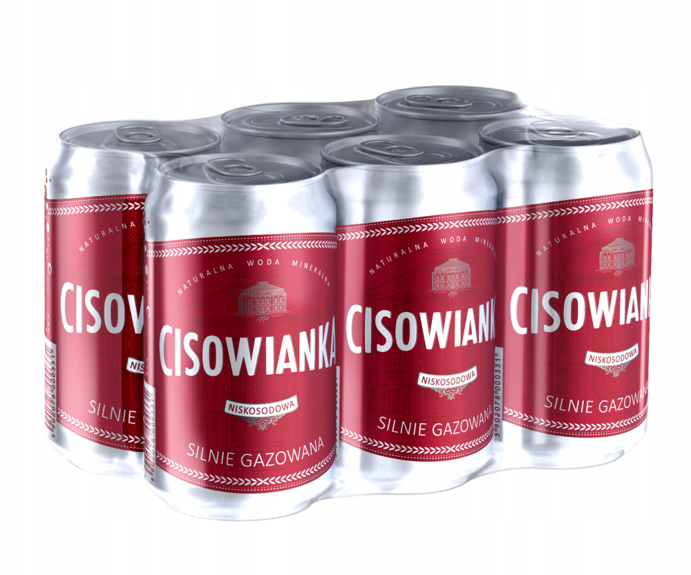 6x Woda silnie gazowana Cisowianka, 0.33l, puszka