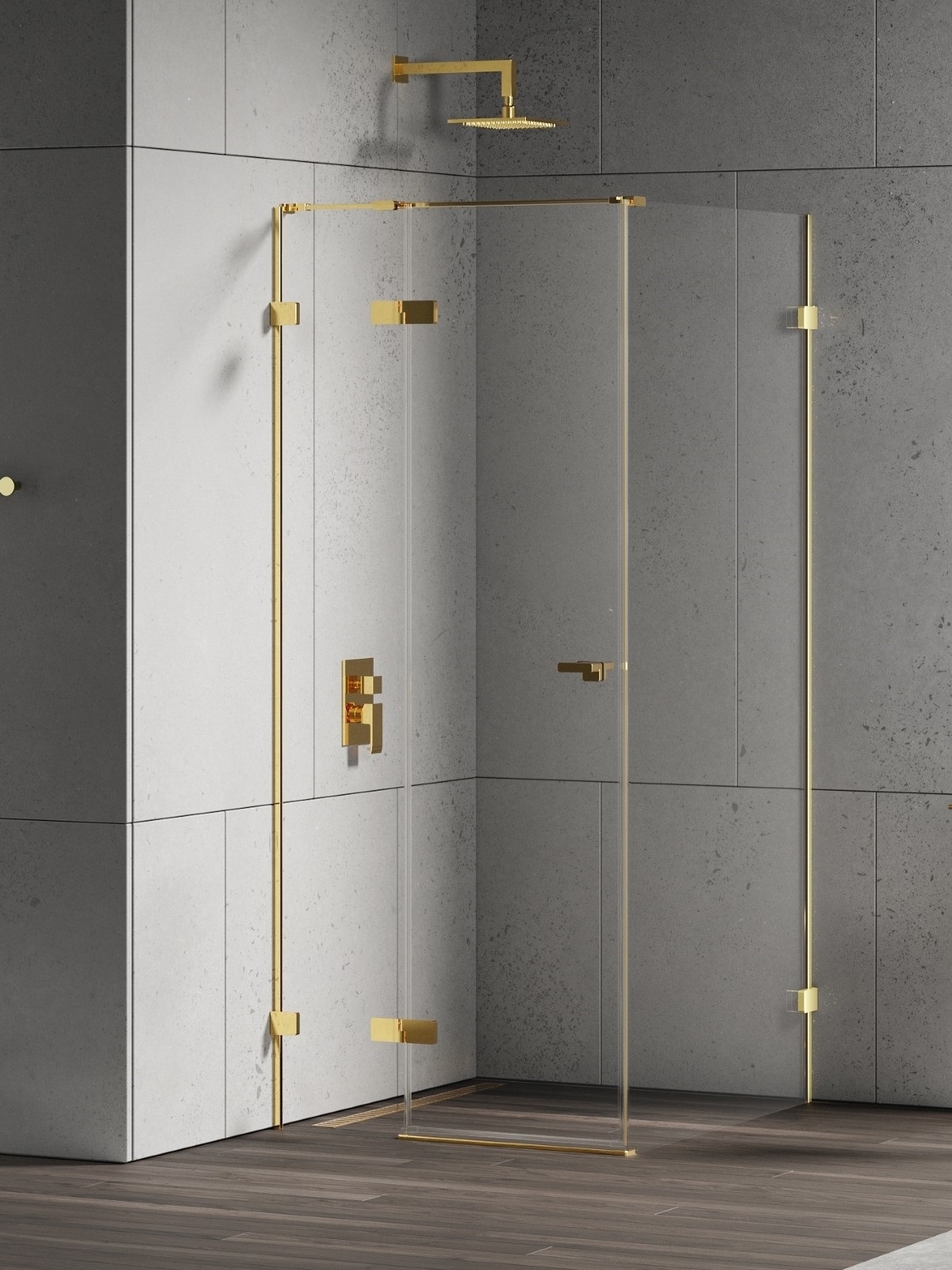 New Trendy Eventa Gold Shine kabina prysznicowa 90x110 cm prostokątna lewa złoty połysk/szkło przezroczyste EXK-4699