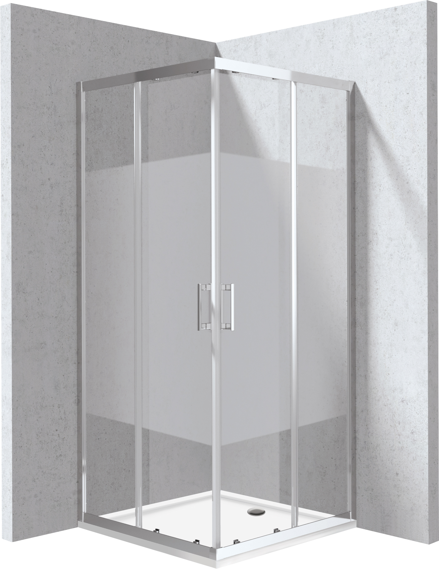 Deante Funkia Evo kabina z brodzikiem 80x80 cm kwadratowa chrom połysk/szkło ze wzorem pas KYCP0E88P - Wysyłka w 24h