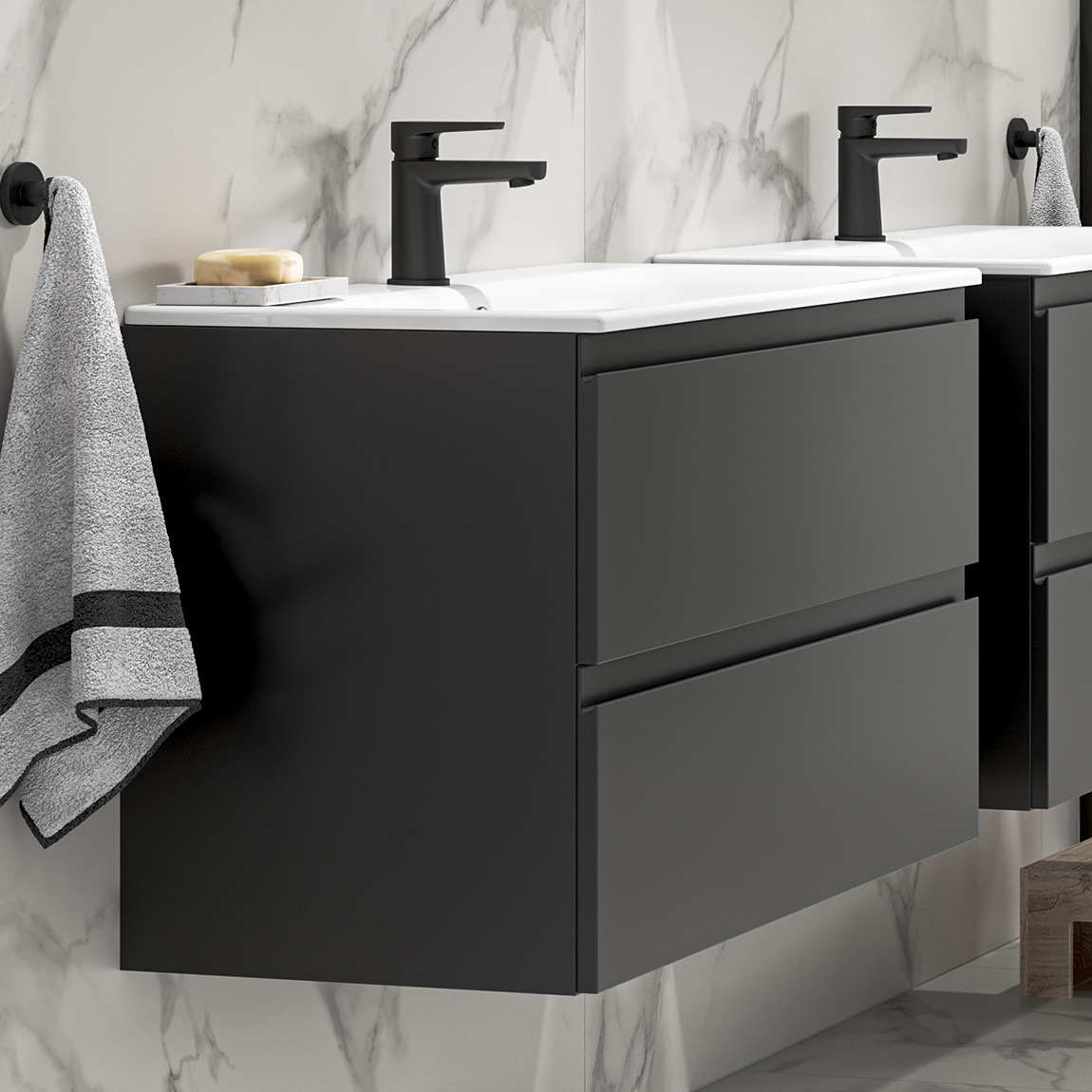 Cersanit Moduo SET B818 umywalka z szafką 80 cm wisząca antracyt S801-473-DSM - Wysyłka w 24h