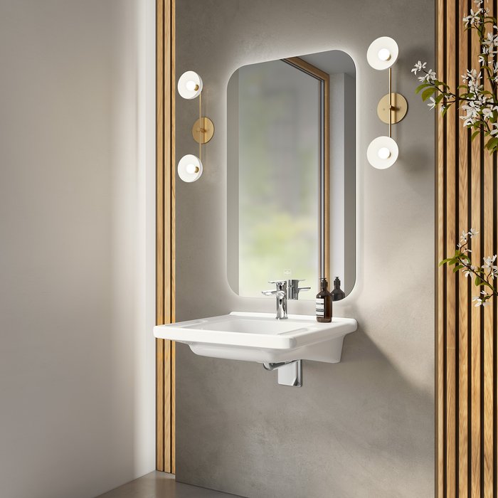 Villeroy & Boch ViCare umywalka 60x55 cm prostokątna ścienna z powłoką Weiss Alpin 4A6860R1