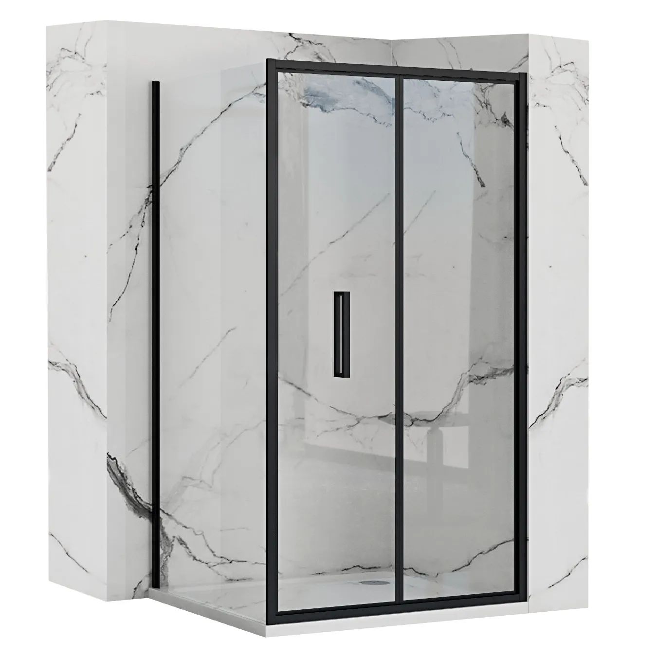 Rea Rapid Fold kabina prysznicowa 100x90 cm prostokątna czarny półmat/szkło przezroczyste REA-K6420/REA-K6422
