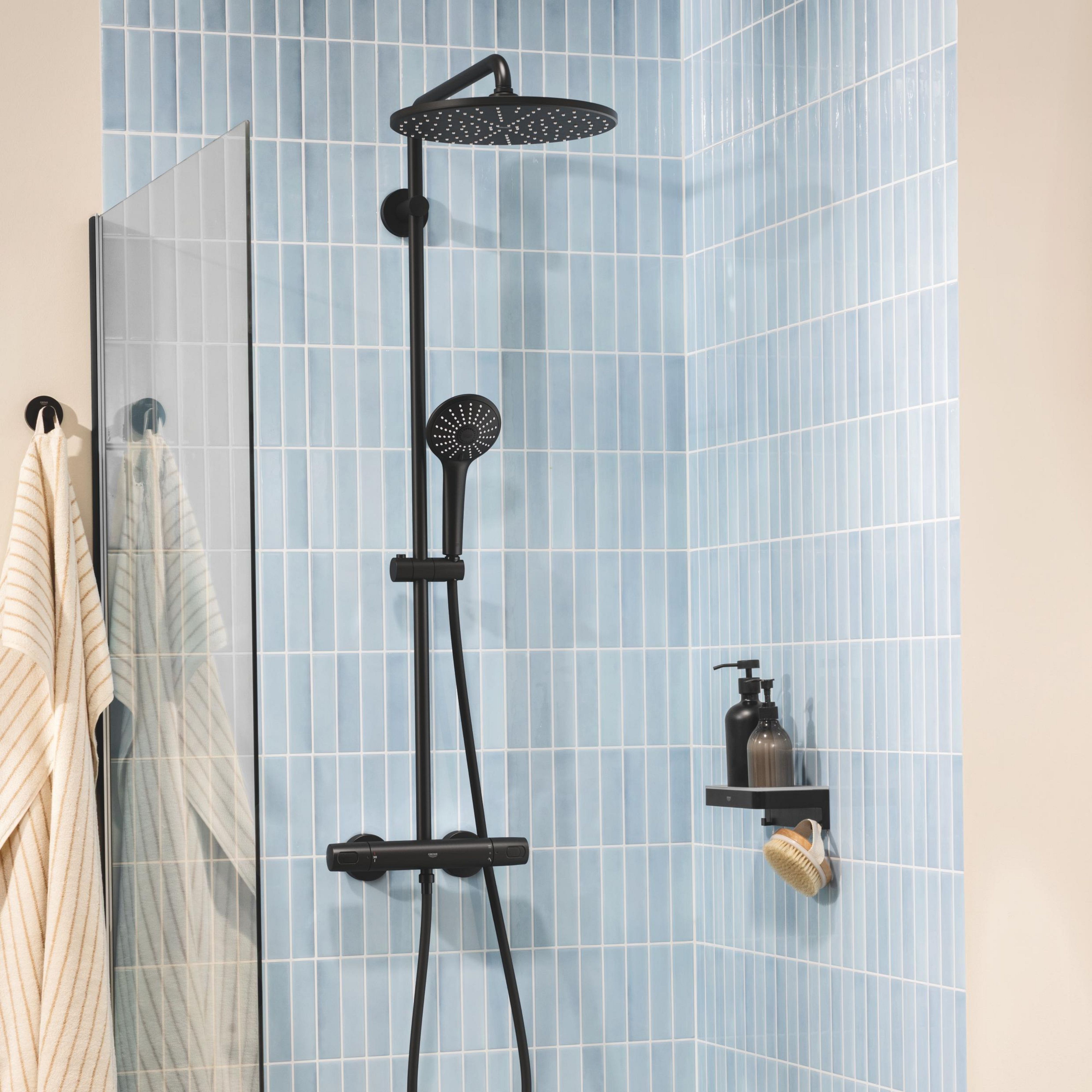 Grohe Vitalio Joy zestaw prysznicowy ścienny termostatyczny z deszczownicą czarny 264002431 - Wysyłka w 24h