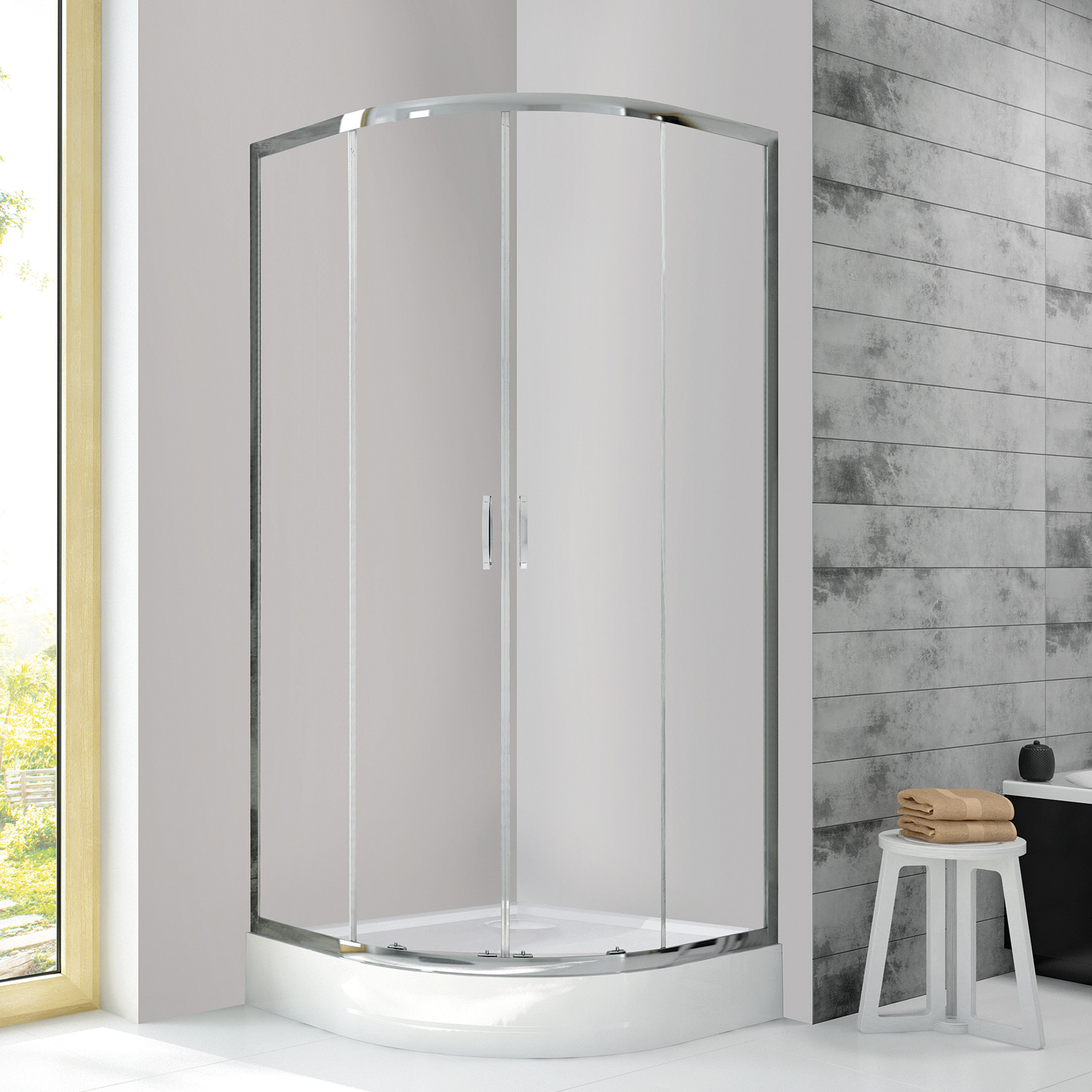 Sanplast Fris kabina prysznicowa 80x80 cm półokrągła srebrny połysk/szkło przezroczyste 600-331-0250-38-400 - Wysyłka w 24h