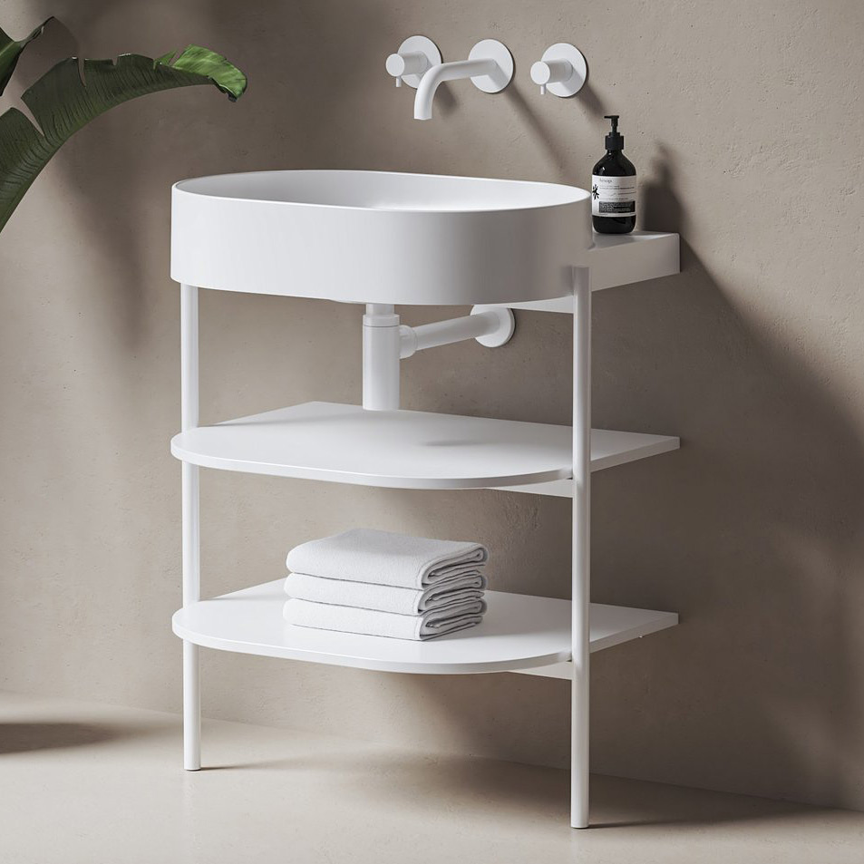 Ravak Yard szafka podumywalkowa 66,8x49,5x76,5 cm stojąca otwarta z półkami CS YARD 600 biały mat D80000E005