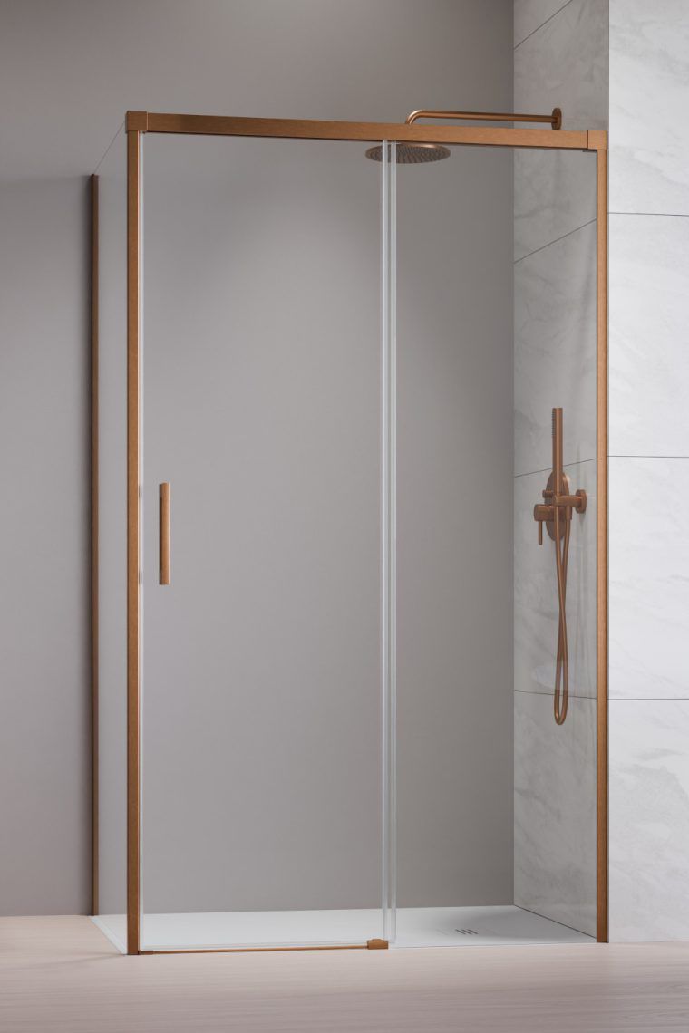 Darmowa Dostawa - Drzwi prysznicowe 120 cm rozsuwane miedź szczotkowany/szkło przezroczyste Radaway Idea Brushed Copper KDJ 3870429301R