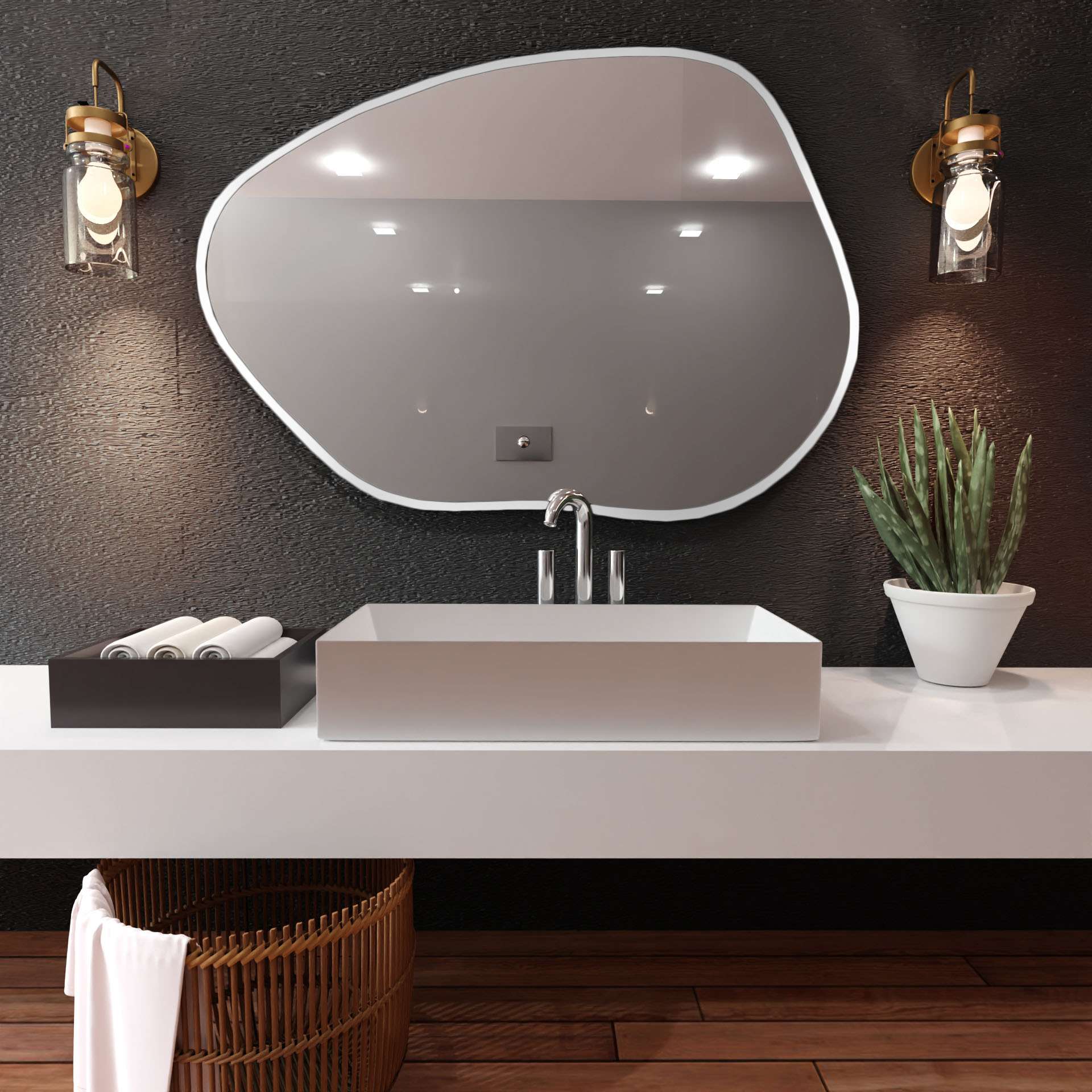 Baltica Design Tiny Borderbright Stain I lustro 80x57 cm z oświetleniem LED białe barwa zimna
