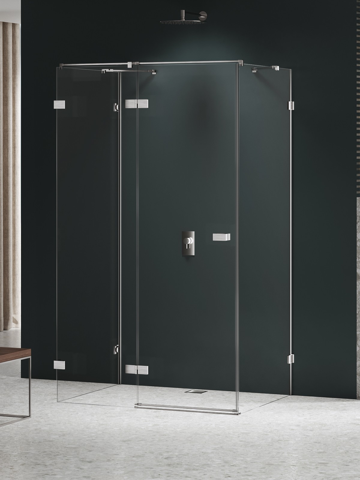New Trendy Avexa Nickel Brushed kabina prysznicowa 110x110 cm kwadratowa przyścienna lewa nikiel szczotkowany/szkło przezroczyste EXK-8586