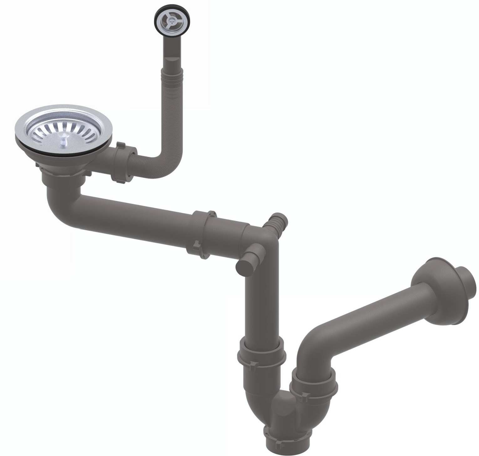 Ruvetti odpływ zlewozmywakowy 3,5'' z syfonem save space stal 6003BS
