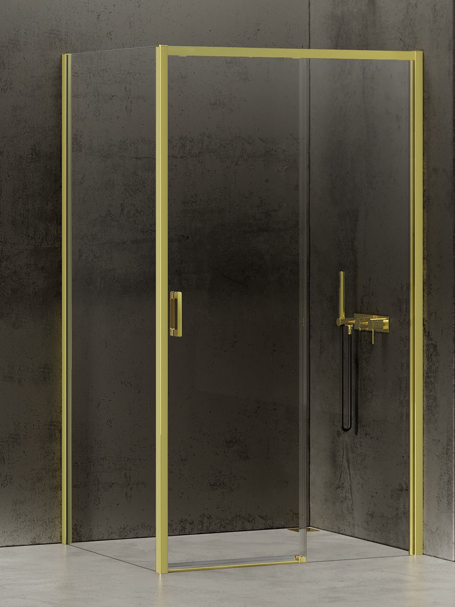 New Trendy Prime Light Gold kabina prysznicowa 100x70 cm prostokątna prawa złoty/szkło przezroczyste D-0421A/D-0222B