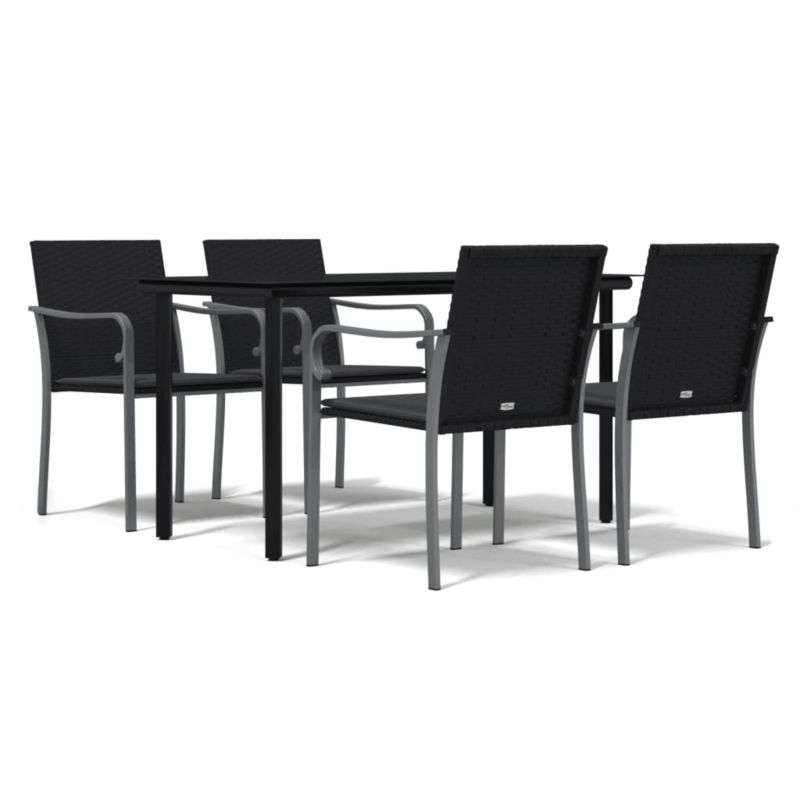 Zestaw mebli ogrodowych WaszeMeble 5-cz. z technorattanu czarny z poduszkami WM-3186959 1 kpl