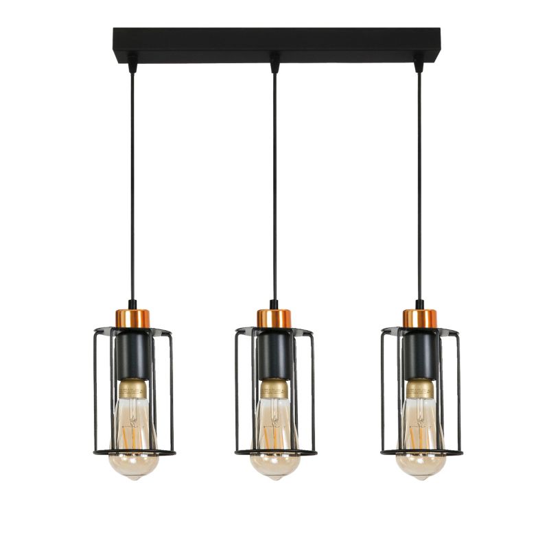 Lampa wisząca listwa EDYLIT 3xE27 druciane klosze loft industrialna do kuchni INGRID 14-352 1 szt.