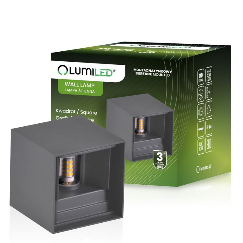 Kinkiet Ogrodowy Lumiled Elewacyjny LED G9 Regulowany Grafit 1 szt.