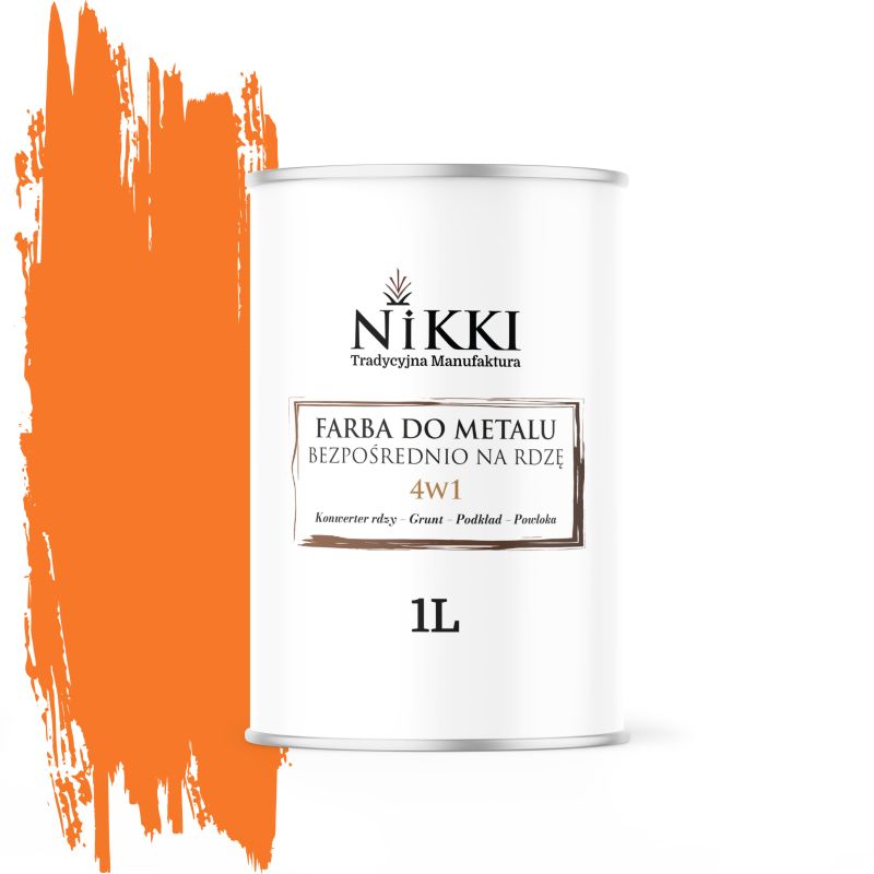 Farba do Metalu Antykorozyjna 4w1 NIKKI Pomarańczowy pastelowy RAL2003 Półmat 1L