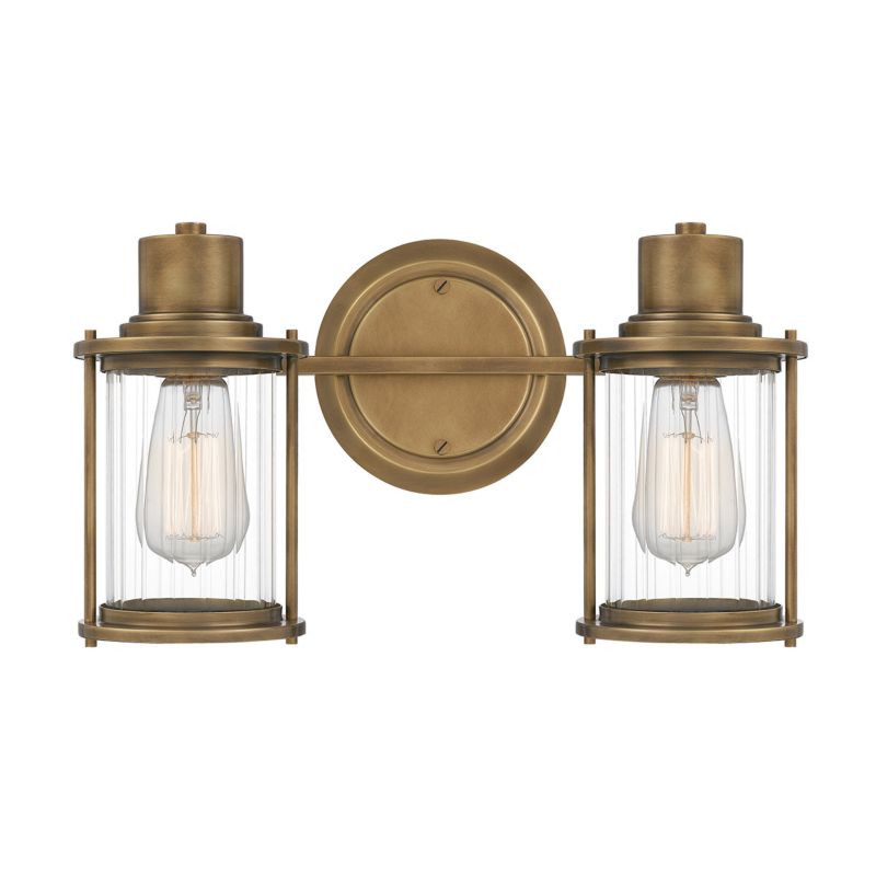 Kinkiet ścienny Quoizel Riggs postarzany mosiądz do łazienki 2 x E27 x 40W IP44 wym: 21,8 x 38,1 x 17,9 cm - 1 szt.