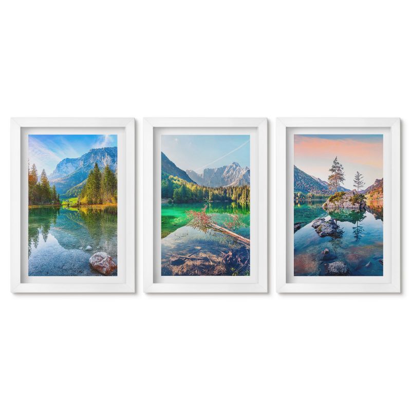 Komplet obrazów biała rama Tulup 20x30 cm Górskie jeziora natura pejzaż Dekoracja ścienna do przedpokoju 1 kpl