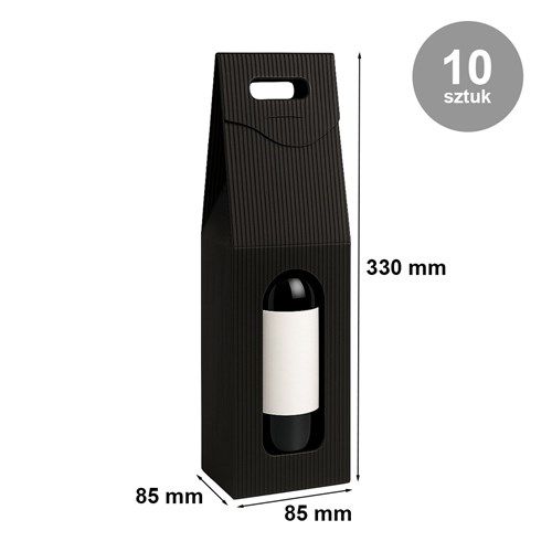 Pudełka karbowane na wino NEOPAK eleganckie czarne 10 szt.