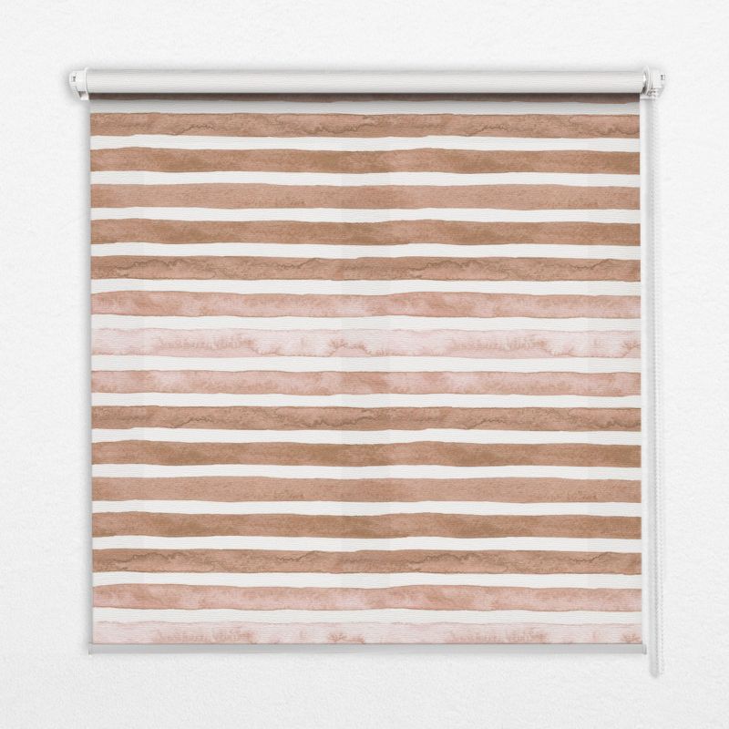 Roleta Przepuszczające Światło Tulup 60x140 cm Brązowe Malowane Paski Montaż do ściany/sufitu 1 szt.