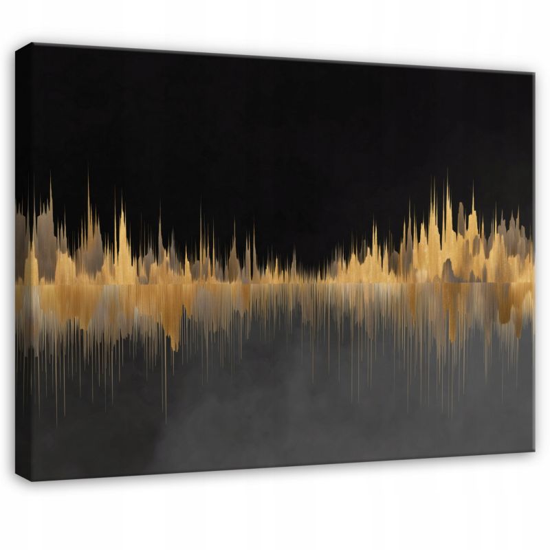 Obraz Na Płótnie Canvas WALLARENA 60x40 cm Dekoracja Ścienna Do Sypialni Salonu Kuchni Abstrakcja Złoty Czarny 1 szt.