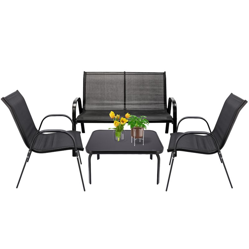 Meble ogrodowe JUMI taras ogród zestaw komplet stolik krzesła sofa czarny kawowy 1 szt.