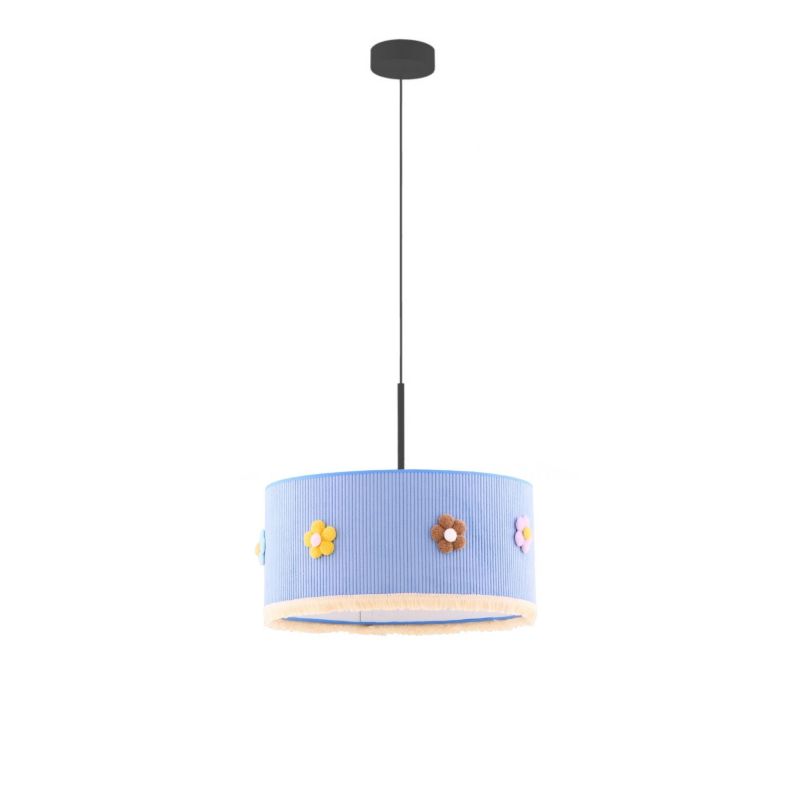 Lampa wisząca zwis Volta Light Factory żyrandol sufitowa z abażurem walec 40 cm Czarny FLORA (+detal) 1szt.