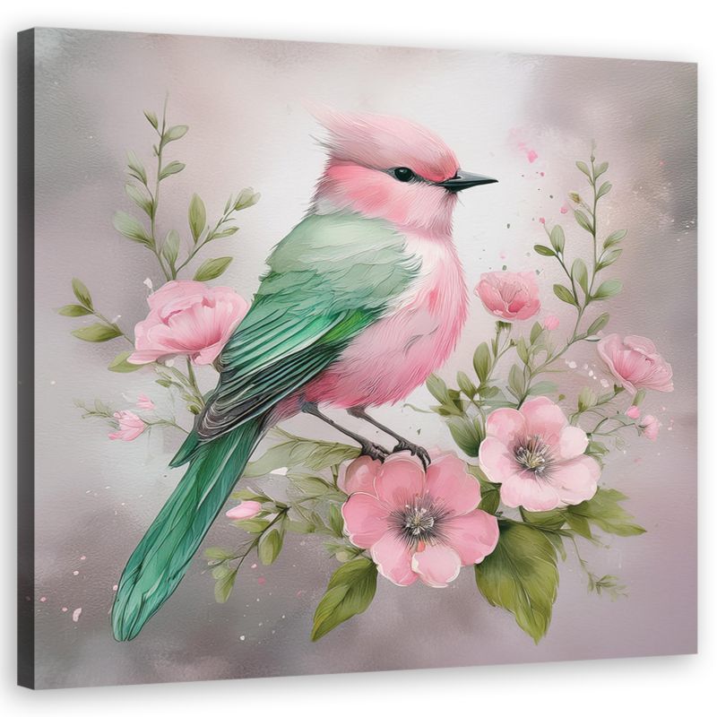 Obraz do salonu sypialni Feeby Shabby Chic Ptak Różowy 60x60 cm 1szt