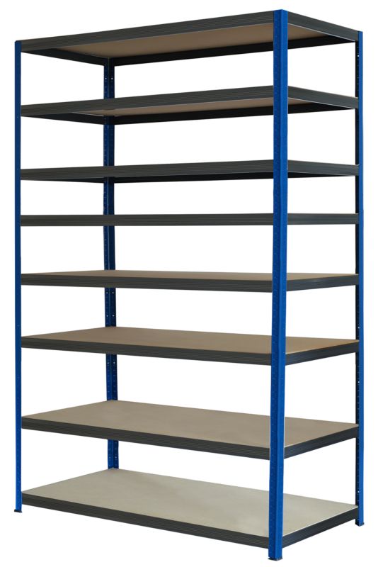 Regał metalowy MODO24 magazynowy niebiesko-grafitowy helios 270x180x45cm 8 półek po 275 kg 1 szt.