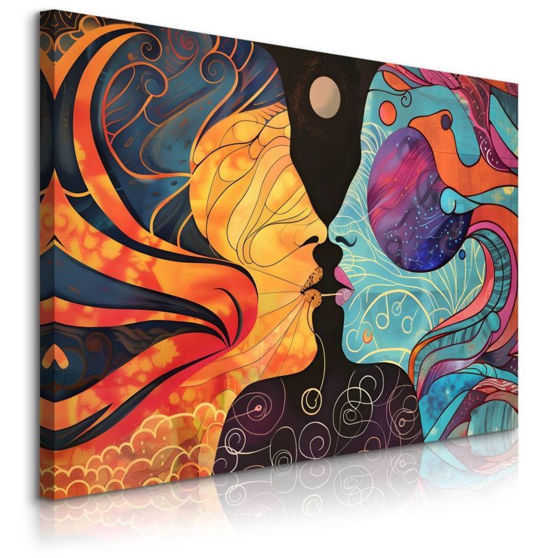 Obraz Muralo Do Salonu Sypialni Abstrakcja Twarze Styl Boho Ornamenty 30x20 cm 1 szt.