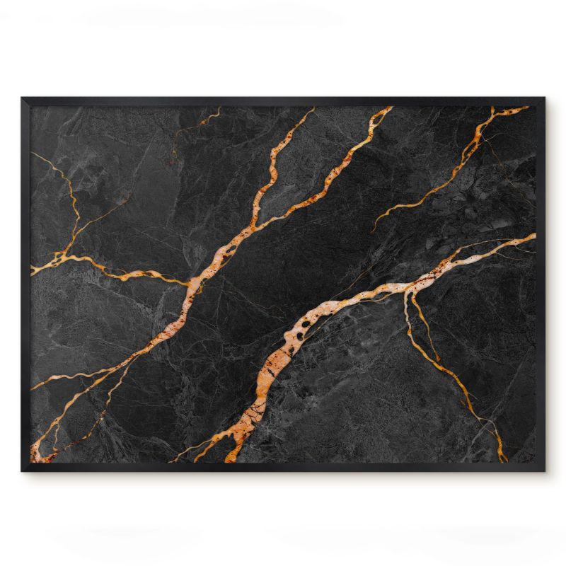 Tablica Na Magnesy Z Podróży Tulup 70x50 cm Marmurowe wstęgi - Czarna rama Do salonu, biura 1 szt.