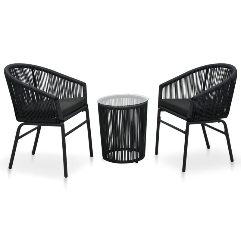 Zestaw mebli ogrodowych bistro WaszeMeble polirattan czarny z poduszkami WM-48138 1 kpl