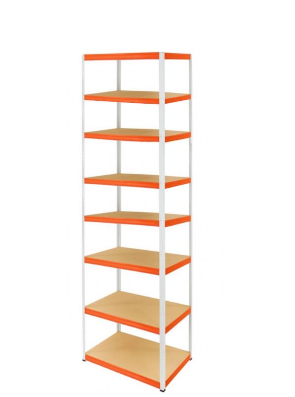 Regał metalowy MODO24 magazynowy biało-pomarańczowy helios 270x110x50cm 8 półek po 175 kg 1 szt.