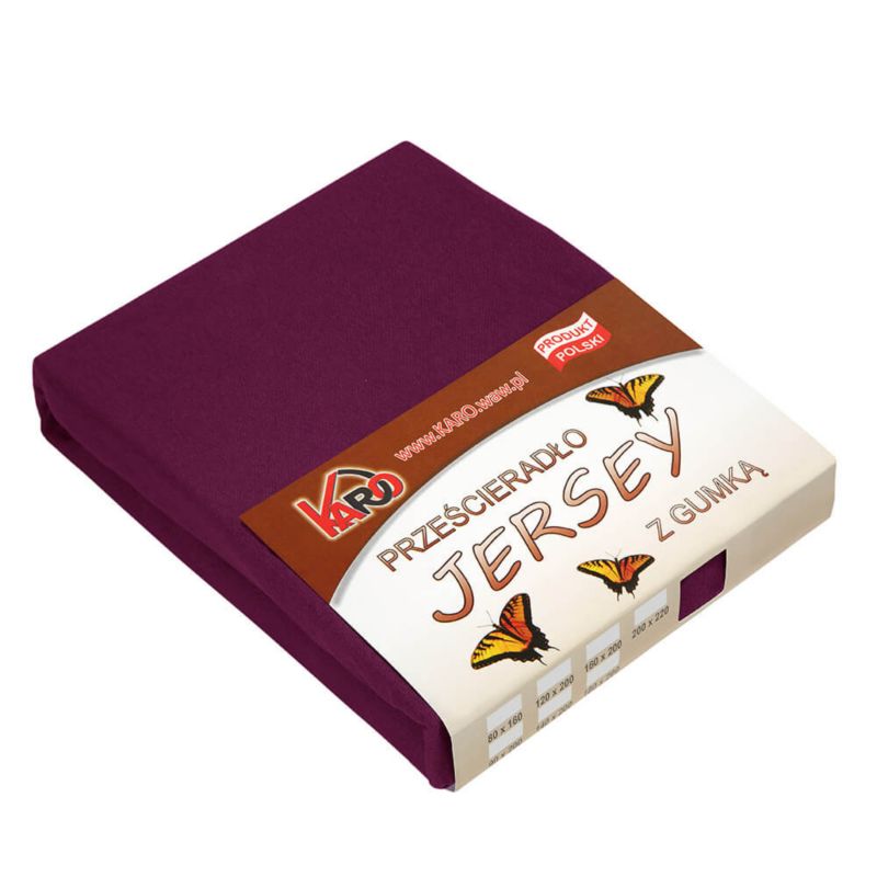 Prześcieradło jersey z gumką KARO 60x120 śliwkowe 1 szt.