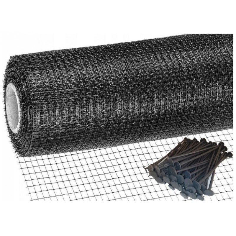 Siatka na krety WovTex 2x100m przeciw kretom nornicom pod trawnik mocna filtr UV+ Polski Producent + KOŁKI 100szt 1 kpl.