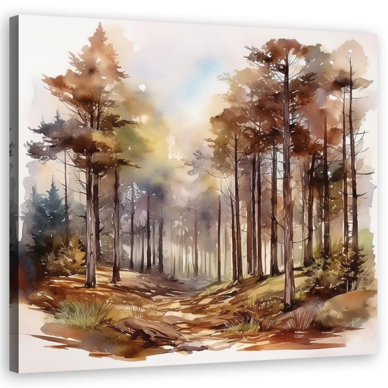 Obraz do salonu sypialni Feeby Drzewa Las Jesień Akwarela 50x50 cm 1szt.