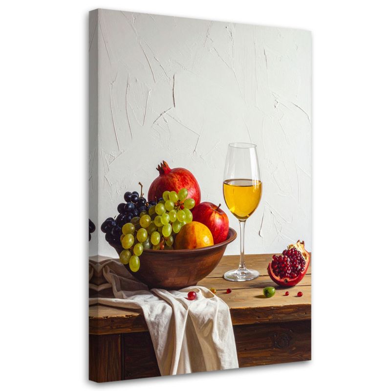Obraz do kuchni jadalni restauracji Feeby Martwa natura owoce i wino 70x100cm 1szt