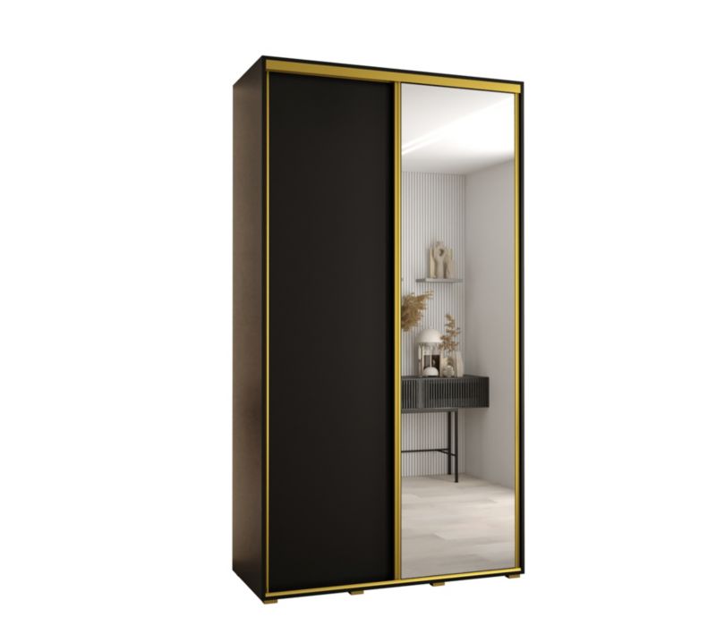 Szafa przesuwna Abiks DAVOS 3 wysoka szer.140cm gł.60cm czarny/czarny/złoty 1szt.