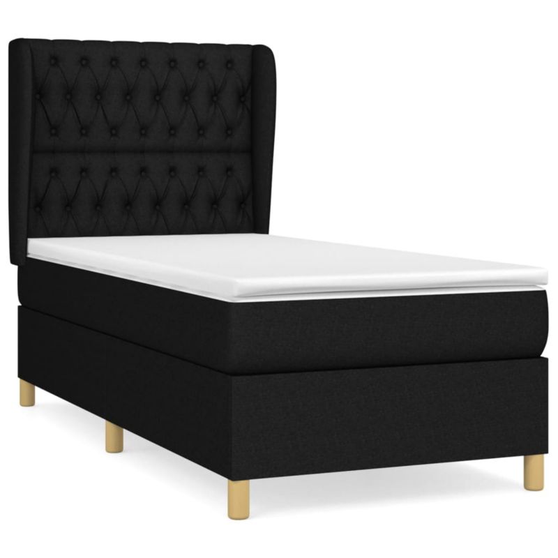 Łóżko z materacem WaszeMeble 100x200 cm Czarny tkanina WM-3128743 1 szt.