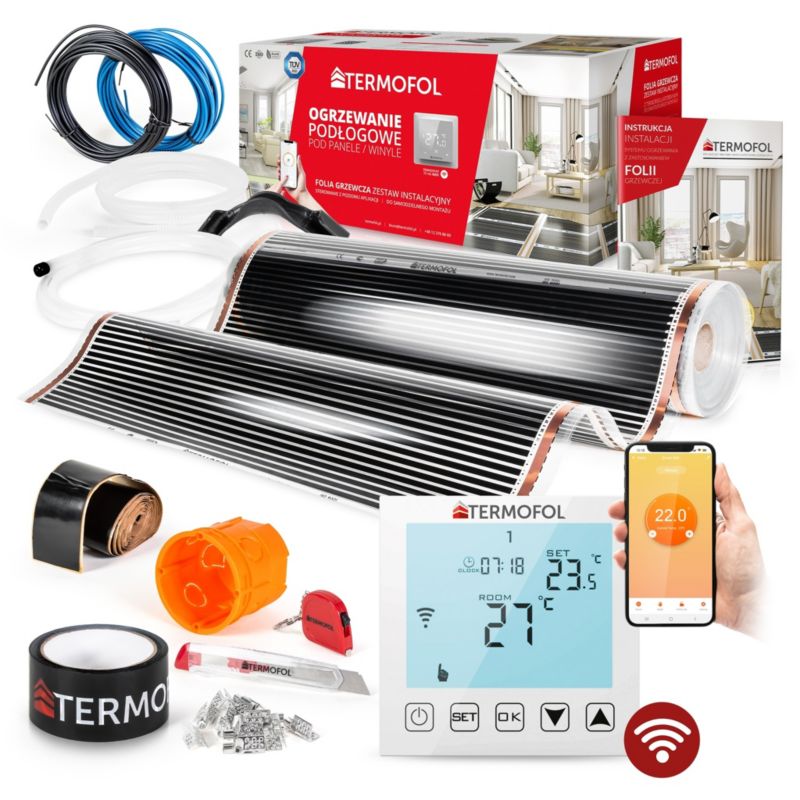 Zestaw folia grzewcza TERMOFOL podczerwień moc 60w 100cm pow. 24m² + wifi 1kpl