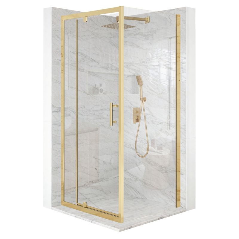 Kabina prysznicowa TECHGLOBE 90x90cm drzwi uchylne złota szkło ESG 6mm + powłoka 1 szt.