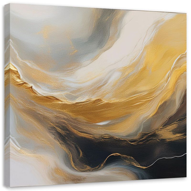 Obraz na płótnie Feeby Abstrakcja Marmur Tekstura Złoto Szary 50x50cm 1szt