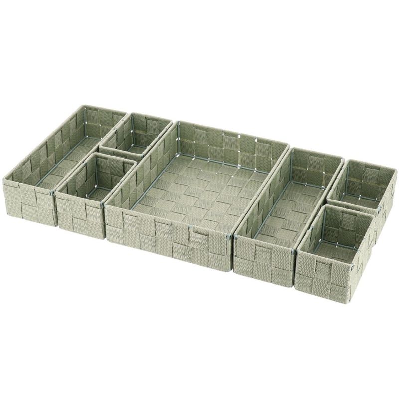 Organizer do szuflady pleciony Tendance 7 pojemników szałwiowy 27x20x6,8 cm 1 kpl.